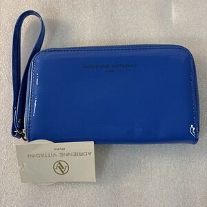 NWT Adrienne Vittadini blue Patent Leather long wallet